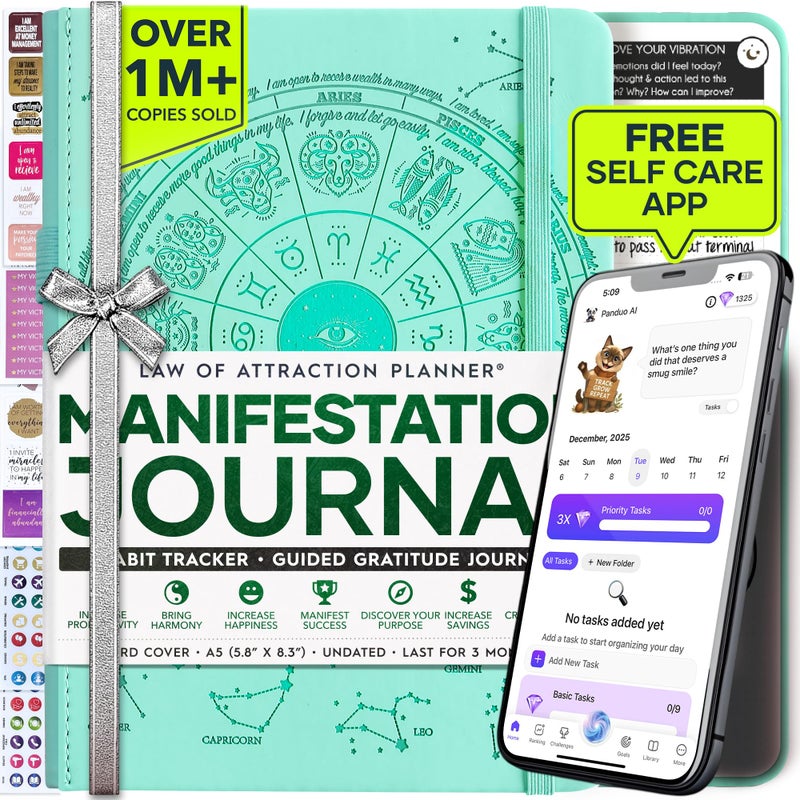 Freedom Mastery Manifestation Journal - 5 Minute Manifesting & Self Care Journal | 90-Day Undated Daily Planner for Positivity, Affirmations & Gratitude | Guided Mindfulness, Reflection | Vision Board + Stickers - Image 1